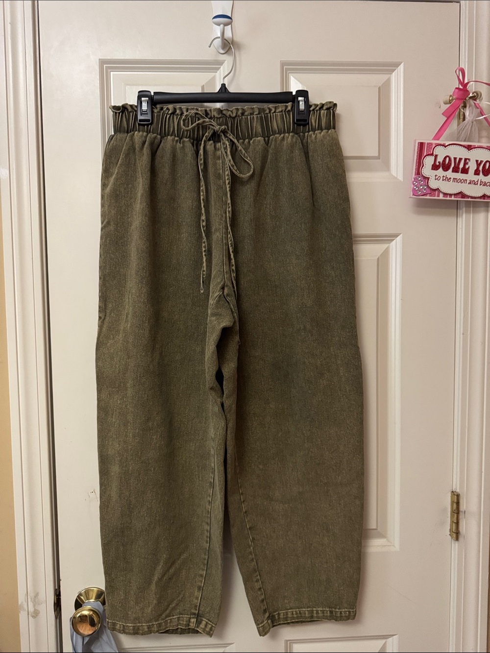 Olive Drawstring woman Pants